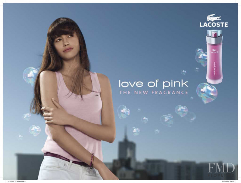 Sarah Stephens featured in  the Lacoste Love of Pink Fragrance advertisement for Spring/Summer 2009