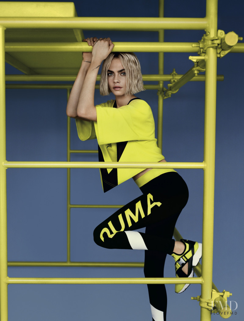 Cara Delevingne featured in  the PUMA Muse Cut-Out Sneaker advertisement for Summer 2018