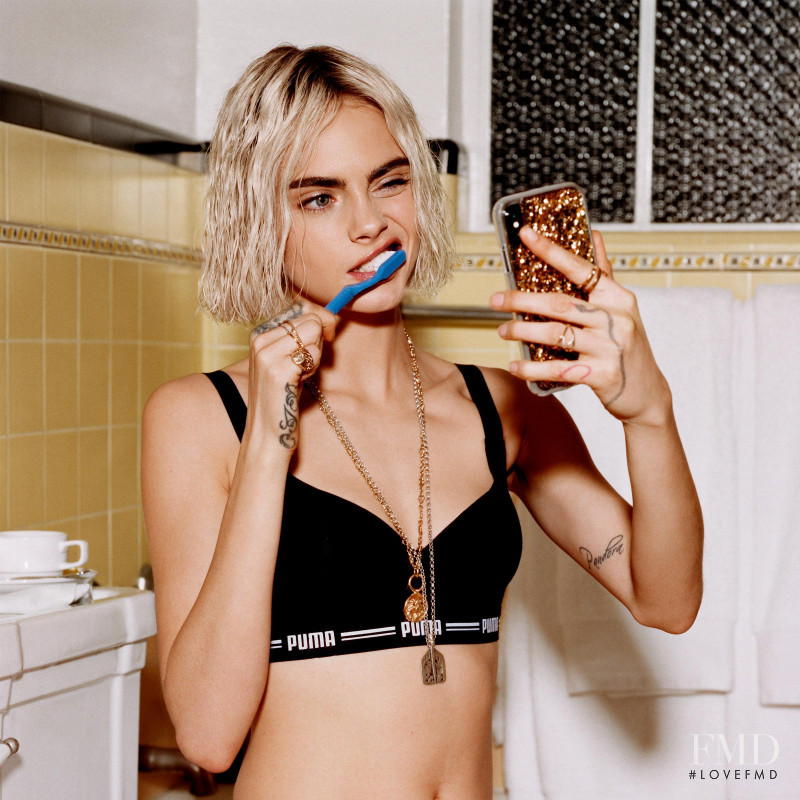 Cara Delevingne featured in  the PUMA Bodywear Collection advertisement for Autumn/Winter 2018