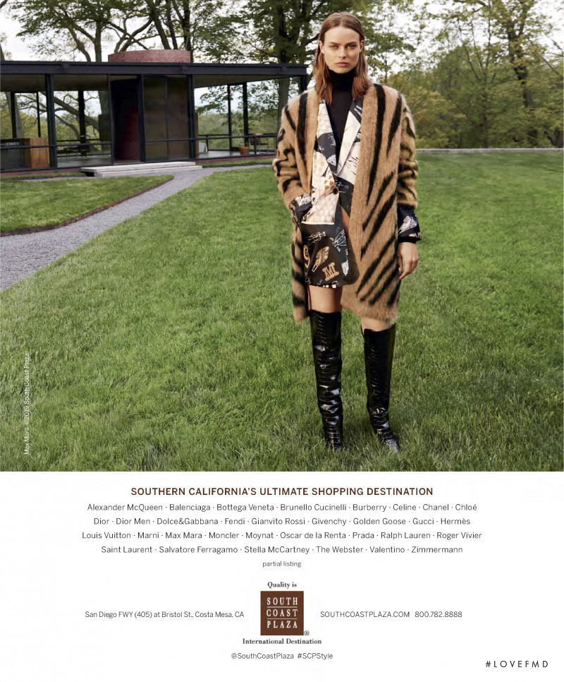 Birgit Kos featured in  the South Coast Plaza advertisement for Autumn/Winter 2019