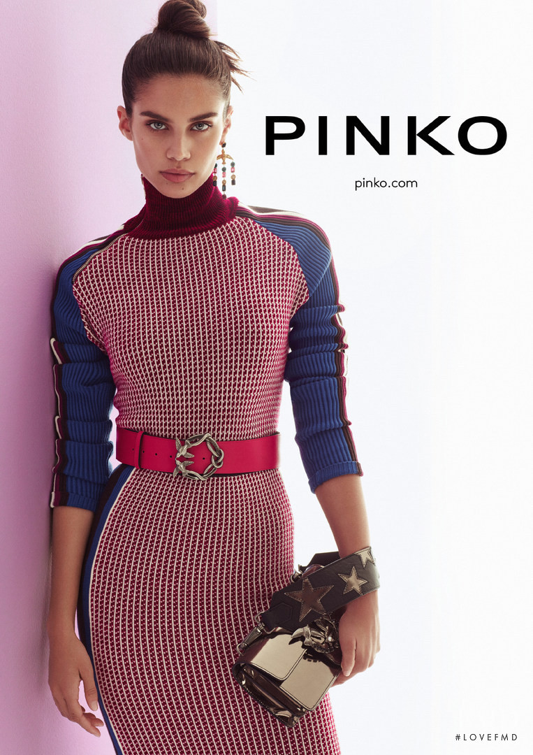 Sara Sampaio featured in  the Pinko advertisement for Autumn/Winter 2017