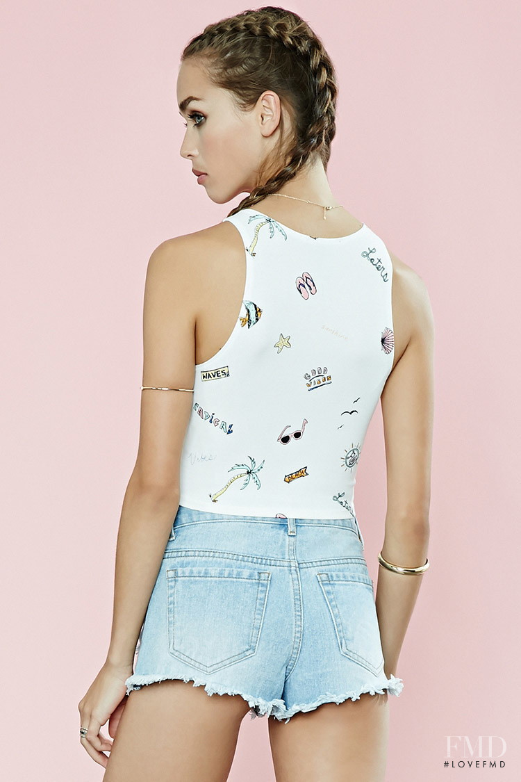 Carolina Sanchez featured in  the Forever 21 catalogue for Spring/Summer 2016