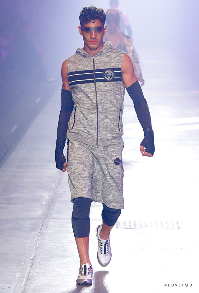 Jhonattan Burjack featured in  the Plein Sport fashion show for Spring/Summer 2018