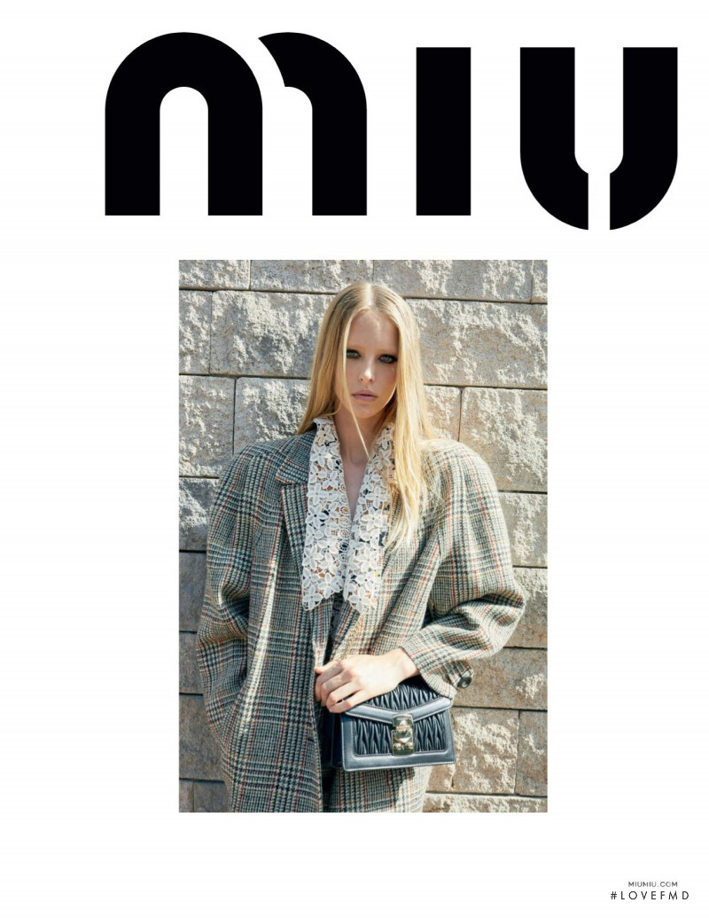 Abby Champion featured in  the Miu Miu advertisement for Resort 2020