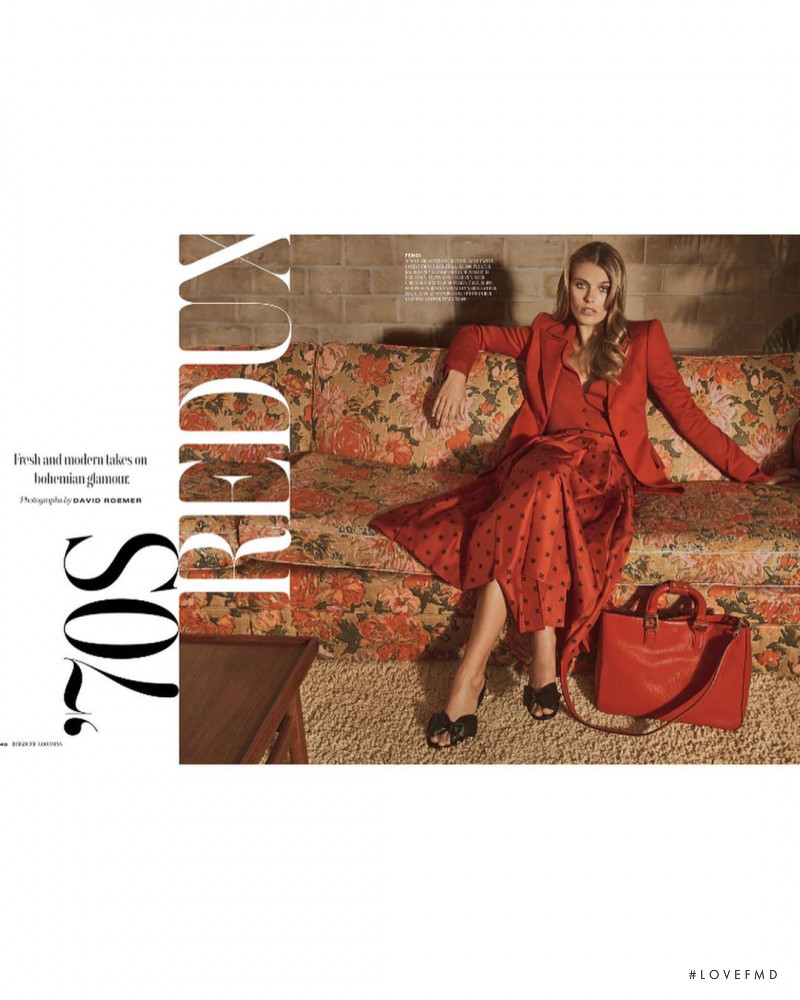 Madison Headrick featured in  the Bergdorf Goodman 70’s Redux catalogue for Winter 2020