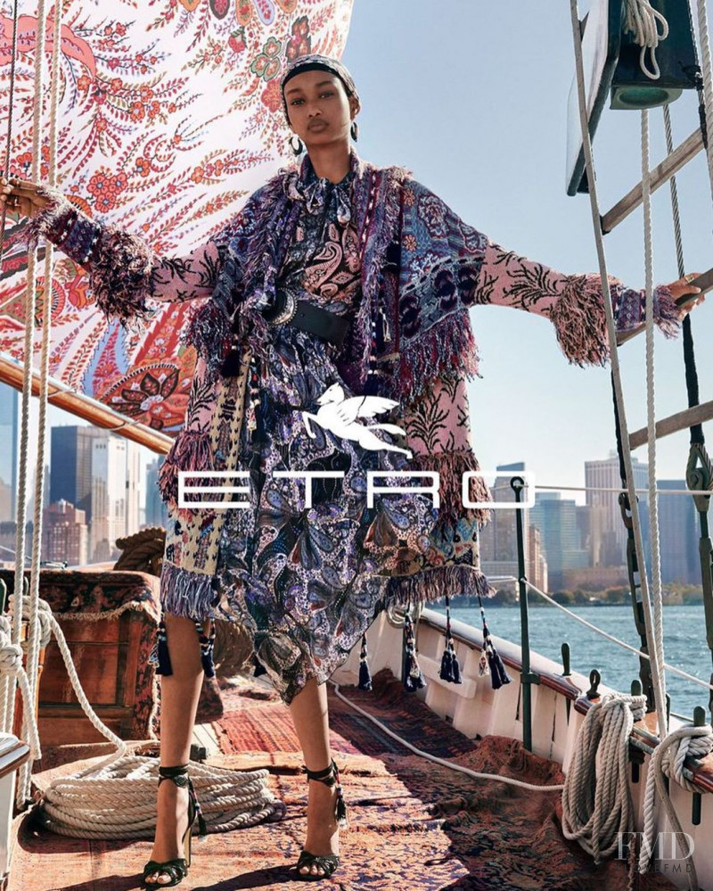 Ugbad Abdi featured in  the Etro advertisement for Spring/Summer 2020