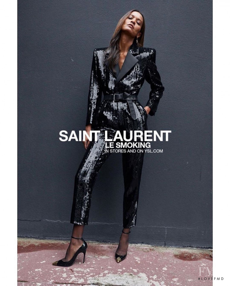 Liya Kebede featured in  the Saint Laurent Saint Laurent Le Smoking 2019 #YSL28 advertisement for Winter 2019