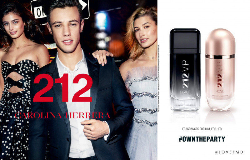 Hailey Baldwin Bieber featured in  the Carolina Herrera 212 Vip Fragrance advertisement for Winter 2019