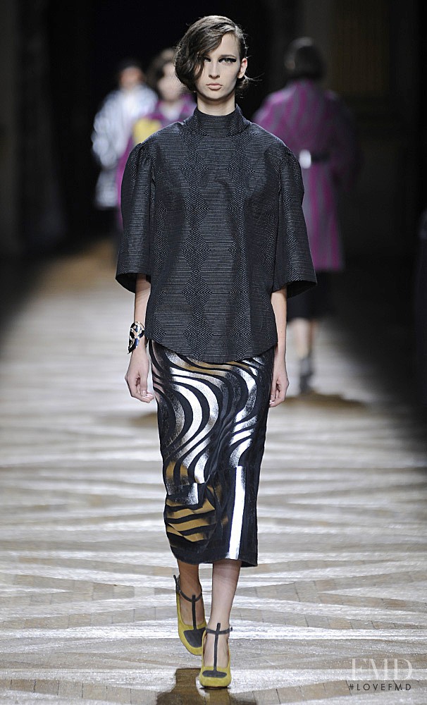 Waleska Gorczevski featured in  the Dries van Noten fashion show for Autumn/Winter 2014