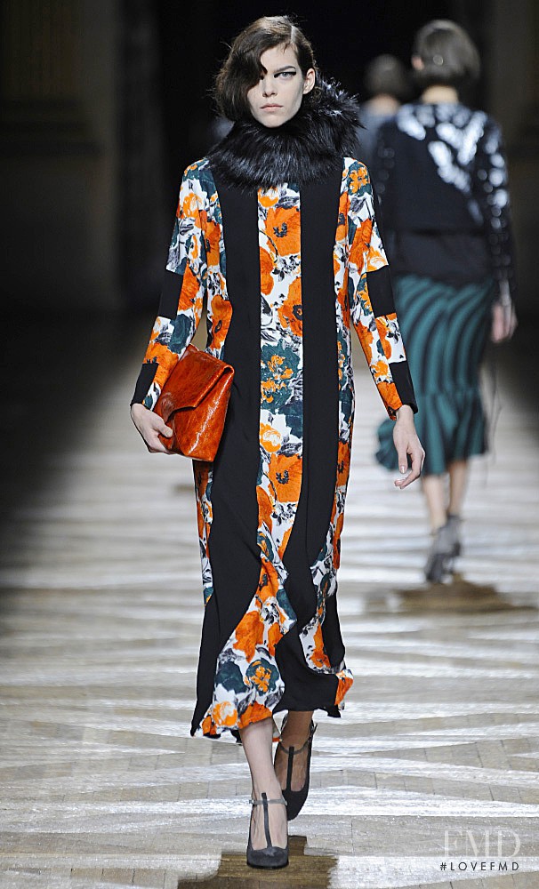 Meghan Collison featured in  the Dries van Noten fashion show for Autumn/Winter 2014