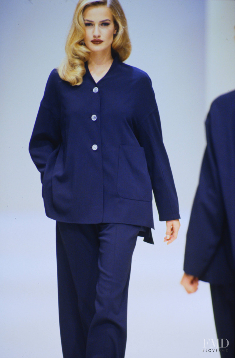 Karen Mulder featured in  the Jil Sander fashion show for Spring/Summer 1991