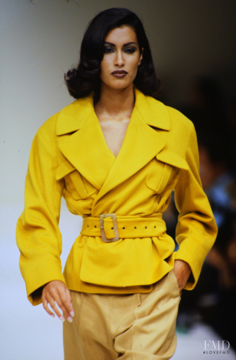 Yasmeen Ghauri featured in  the Jil Sander fashion show for Spring/Summer 1991