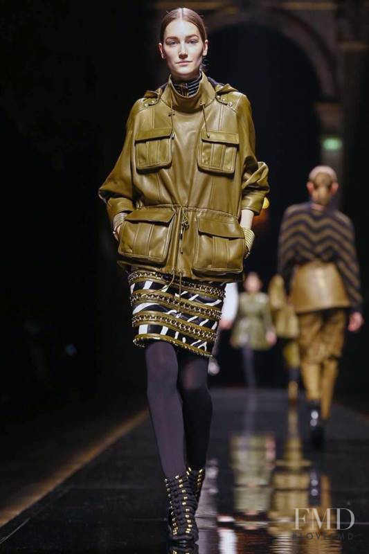 Joséphine Le Tutour featured in  the Balmain fashion show for Autumn/Winter 2014