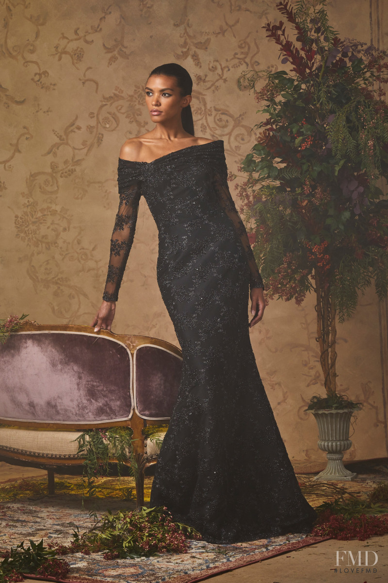 Vanessa Ouma featured in  the Badgley Mischka lookbook for Pre-Fall 2020