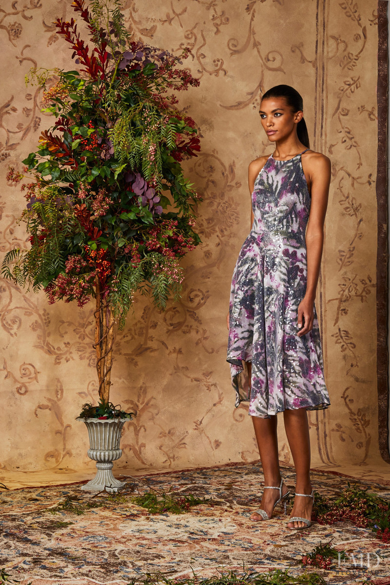 Vanessa Ouma featured in  the Badgley Mischka lookbook for Pre-Fall 2020