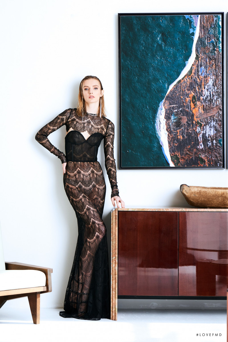 Eva Staudinger featured in  the Christian Siriano lookbook for Pre-Fall 2020