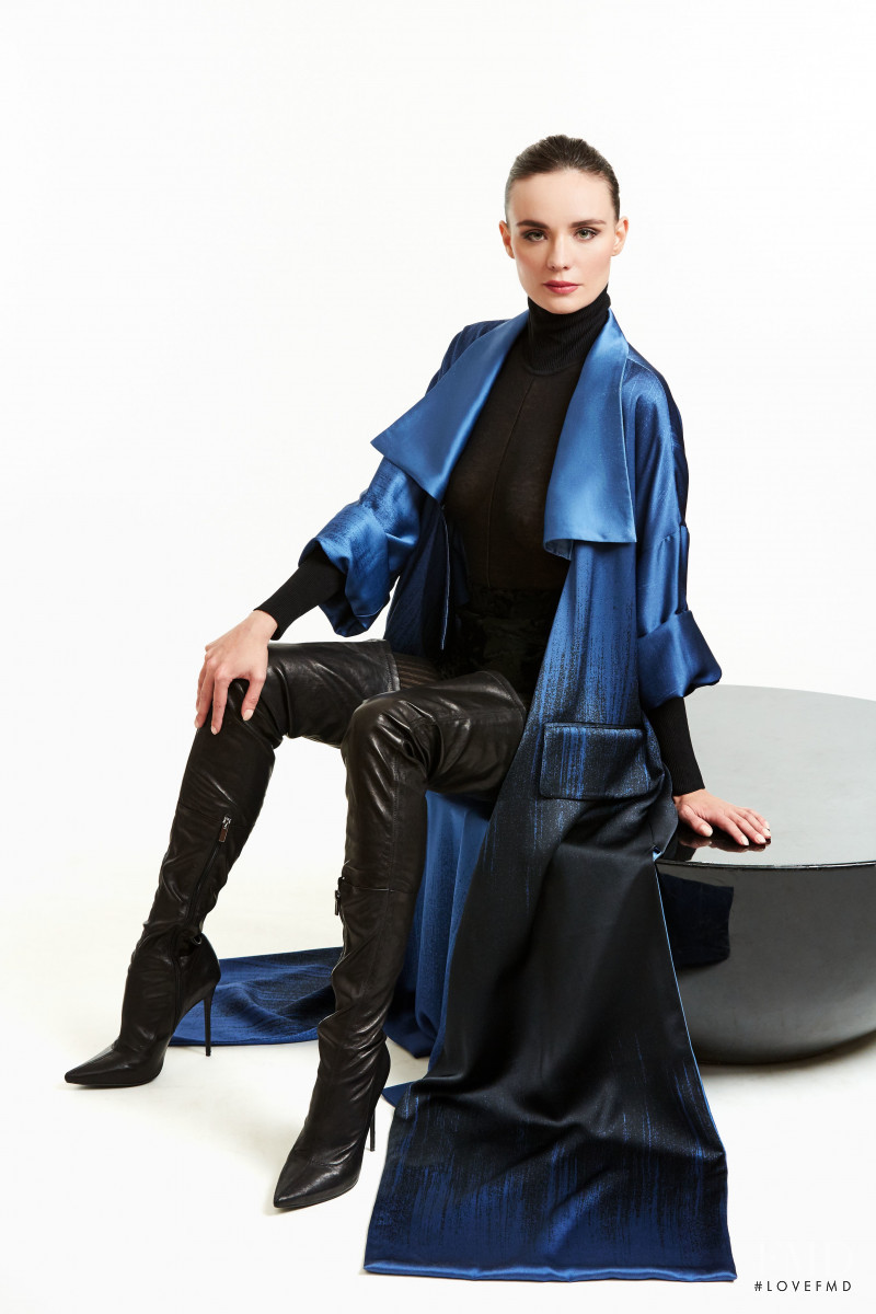 Kira Dikhtyar featured in  the Dennis Basso lookbook for Pre-Fall 2020