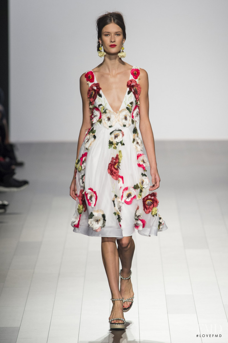 Sarah Abt featured in  the Badgley Mischka fashion show for Spring/Summer 2018