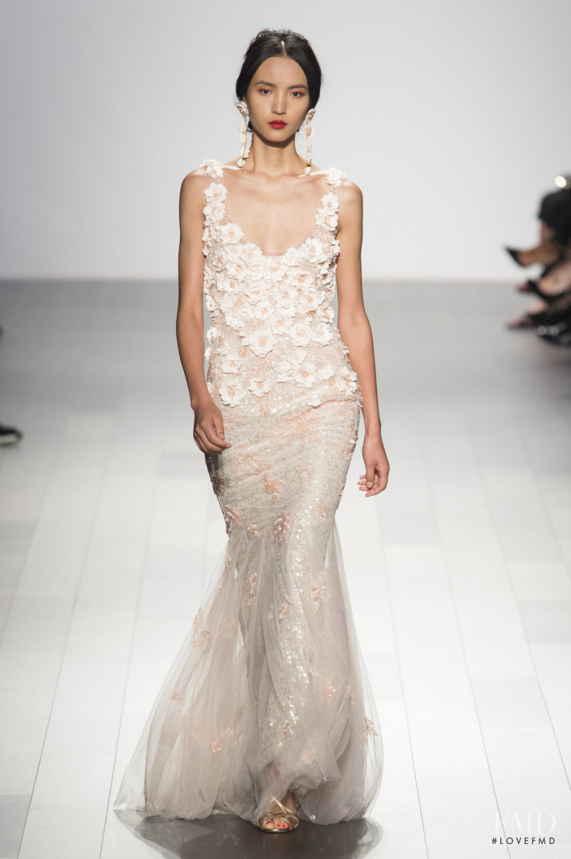 Luping Wang featured in  the Badgley Mischka fashion show for Spring/Summer 2018