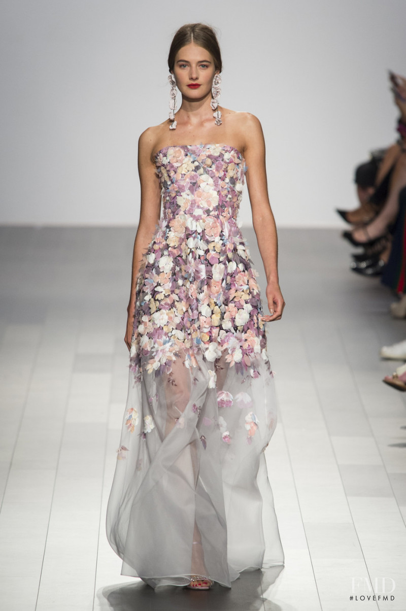 Sanne Vloet featured in  the Badgley Mischka fashion show for Spring/Summer 2018