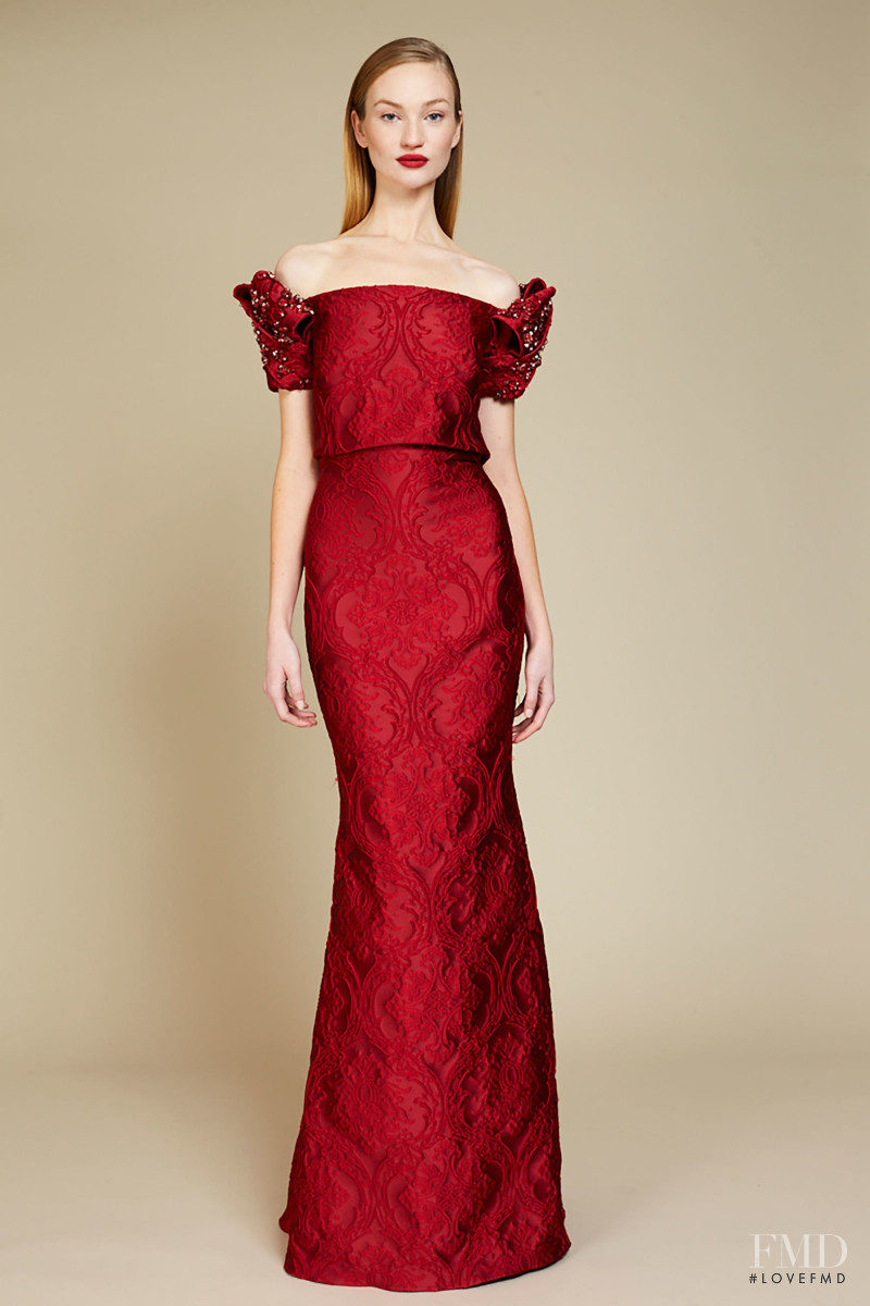 Clara McSweeney featured in  the Badgley Mischka lookbook for Pre-Fall 2018