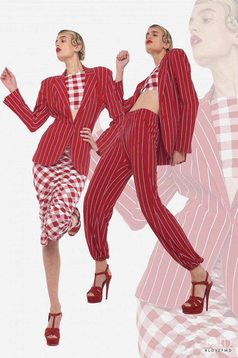 Veronika Vilim featured in  the Omo Norma Kamali lookbook for Pre-Fall 2020