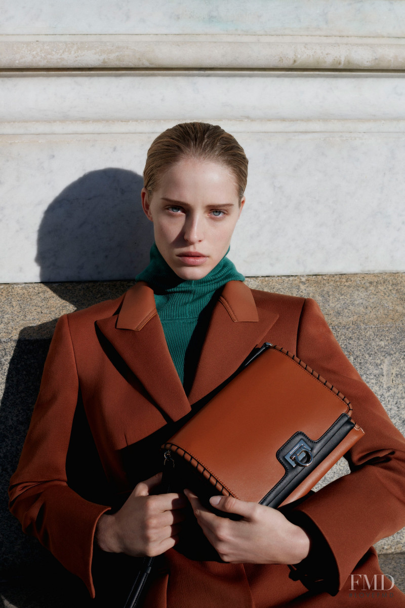 Abby Champion featured in  the Salvatore Ferragamo lookbook for Pre-Fall 2020