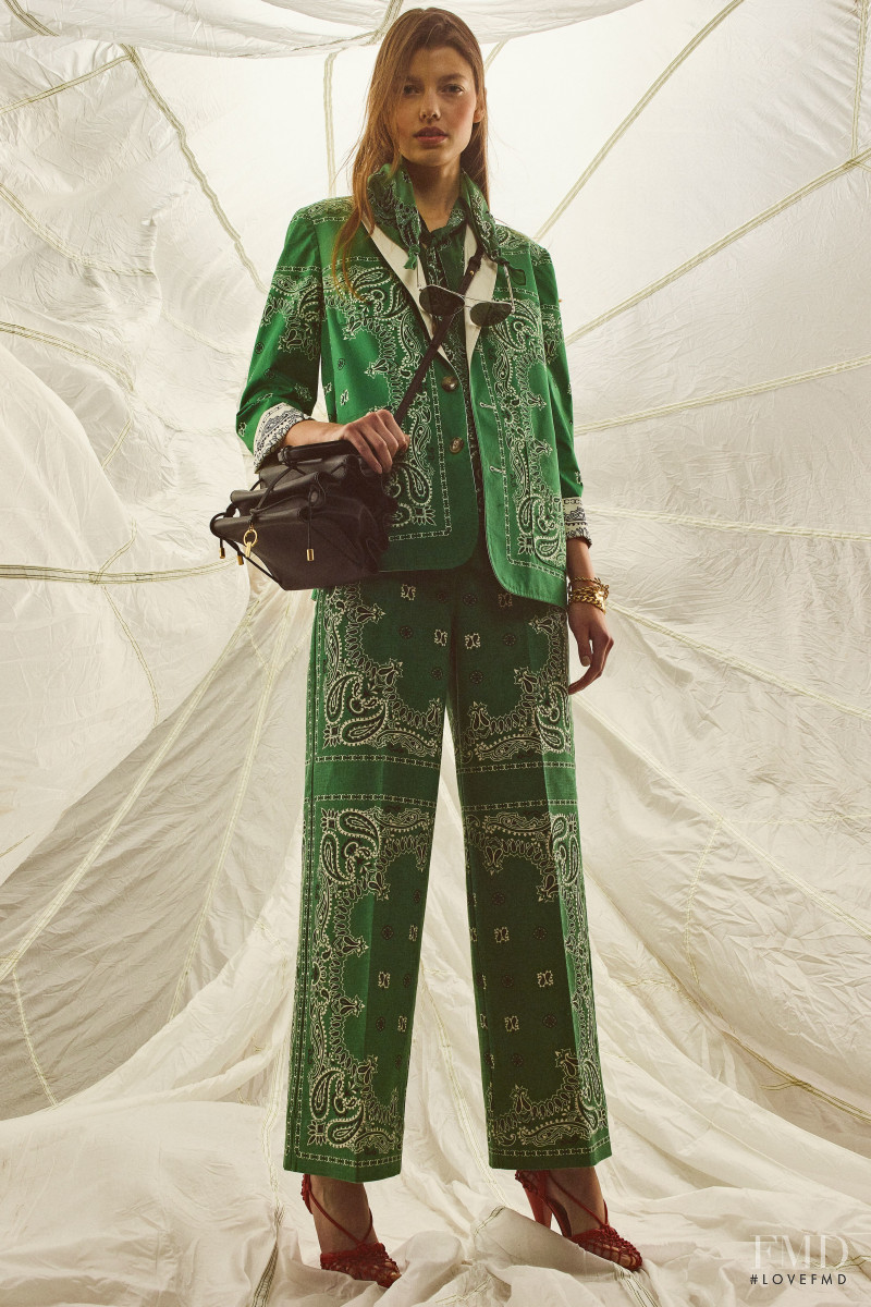 Mathilde Henning featured in  the Tory Burch lookbook for Pre-Fall 2020
