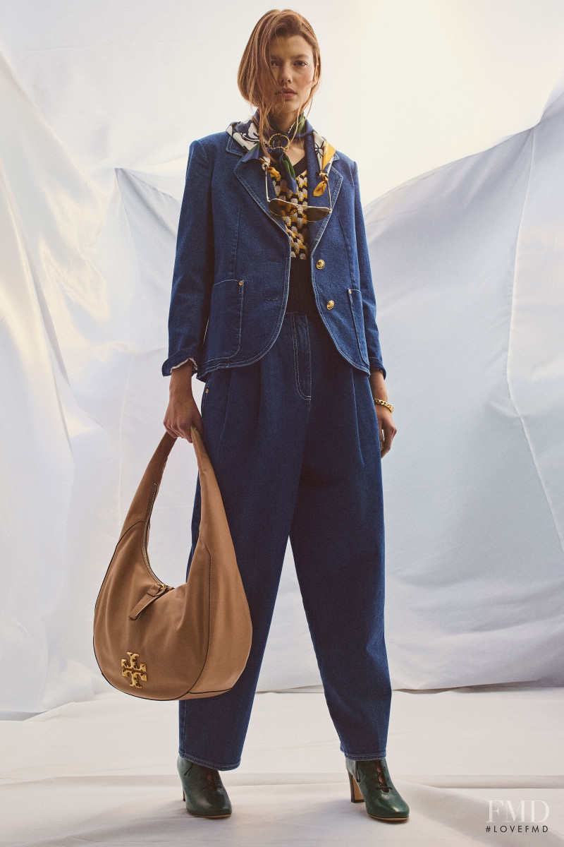 Mathilde Henning featured in  the Tory Burch lookbook for Pre-Fall 2020