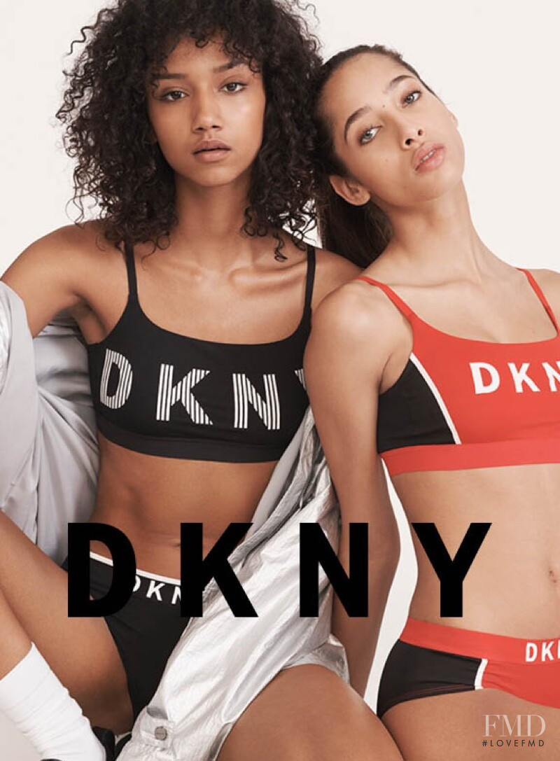 Yasmin Wijnaldum featured in  the DKNY Shapewear & Intimates advertisement for Spring/Summer 2019