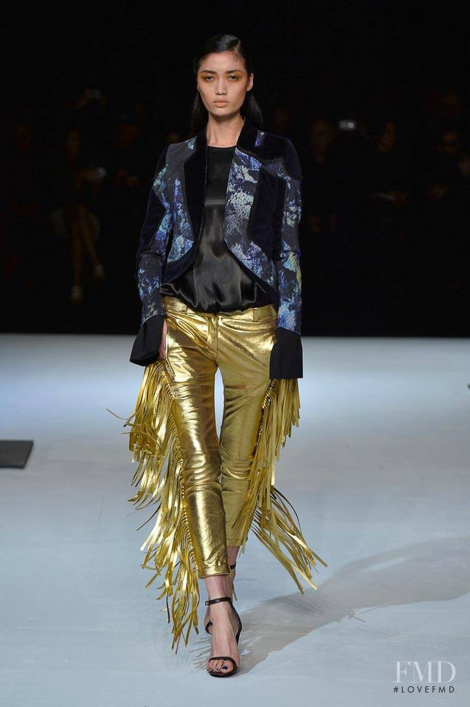 Qi Wen featured in  the Just Cavalli fashion show for Autumn/Winter 2014