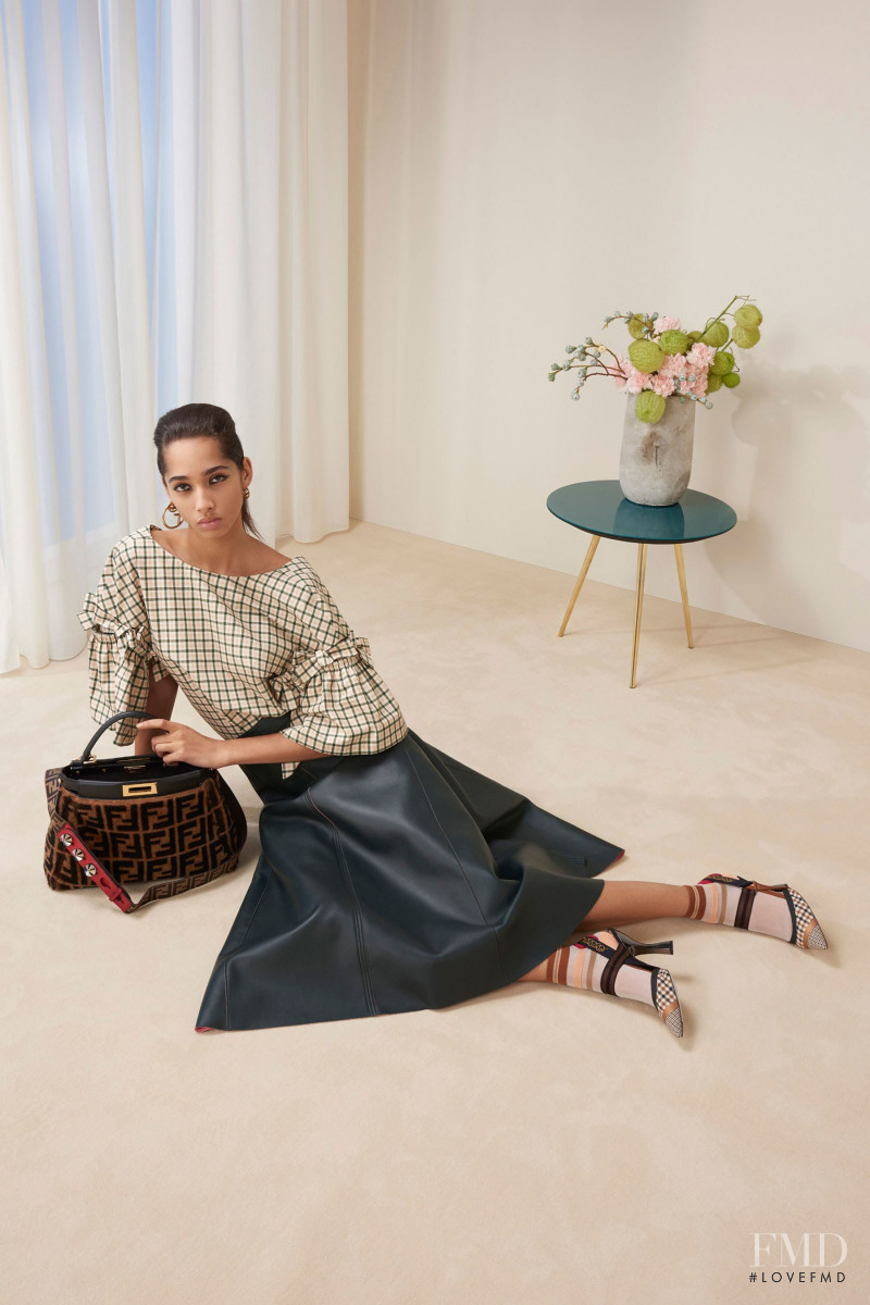 Yasmin Wijnaldum featured in  the Fendi lookbook for Pre-Fall 2018