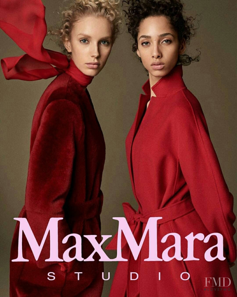 Yasmin Wijnaldum featured in  the MaxMara Studio advertisement for Spring/Summer 2018