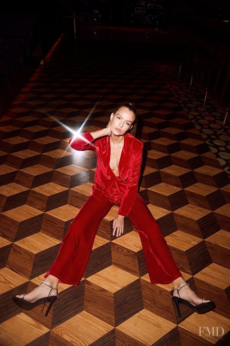 Josephine Skriver featured in  the Boohoo All That Glitters advertisement for Christmas 2019