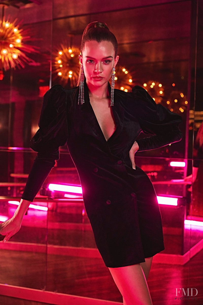 Josephine Skriver featured in  the Boohoo All That Glitters advertisement for Christmas 2019