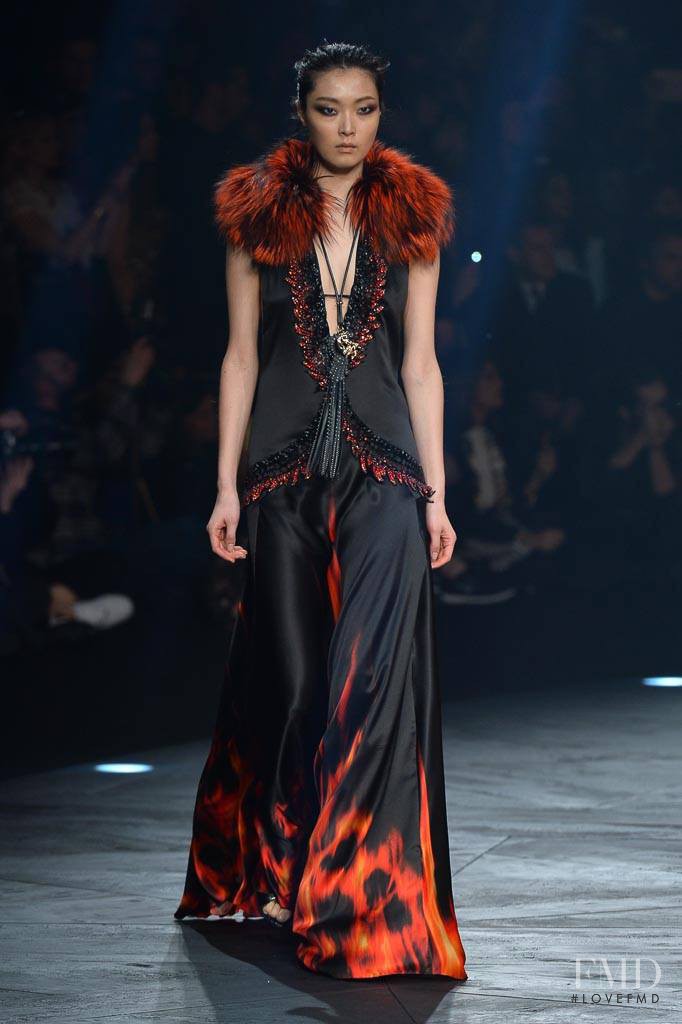 Sung Hee Kim featured in  the Roberto Cavalli fashion show for Autumn/Winter 2014