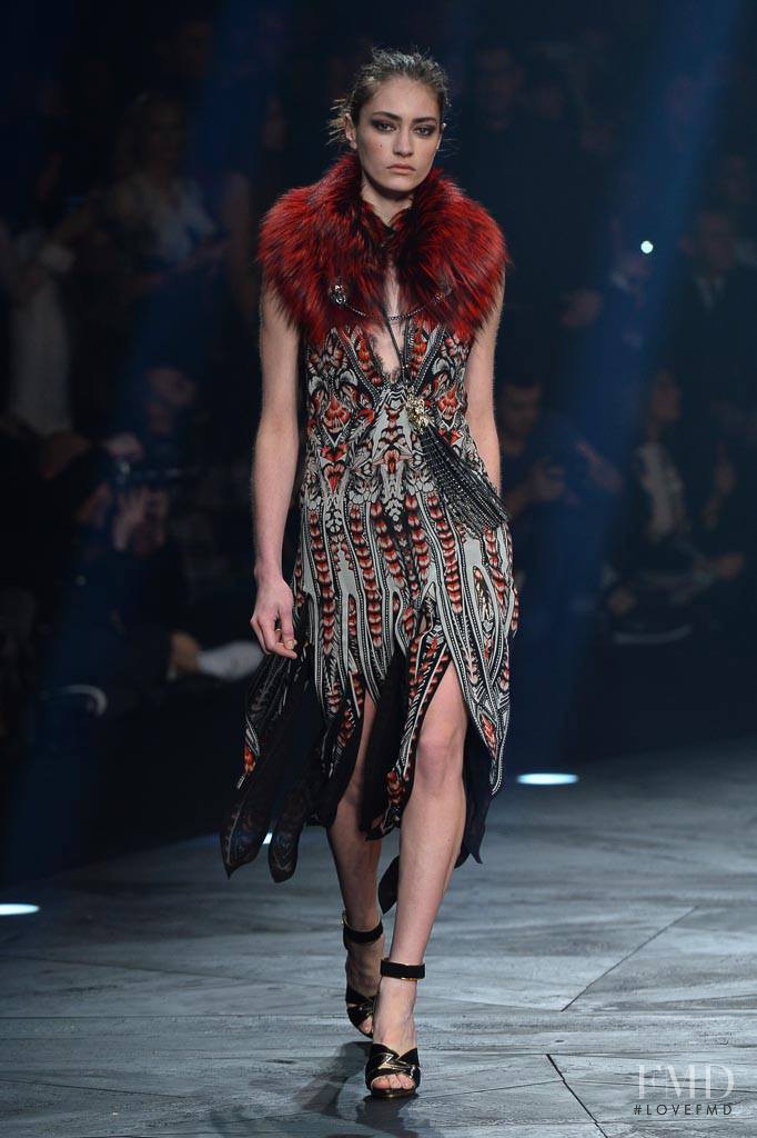 Marine Deleeuw featured in  the Roberto Cavalli fashion show for Autumn/Winter 2014