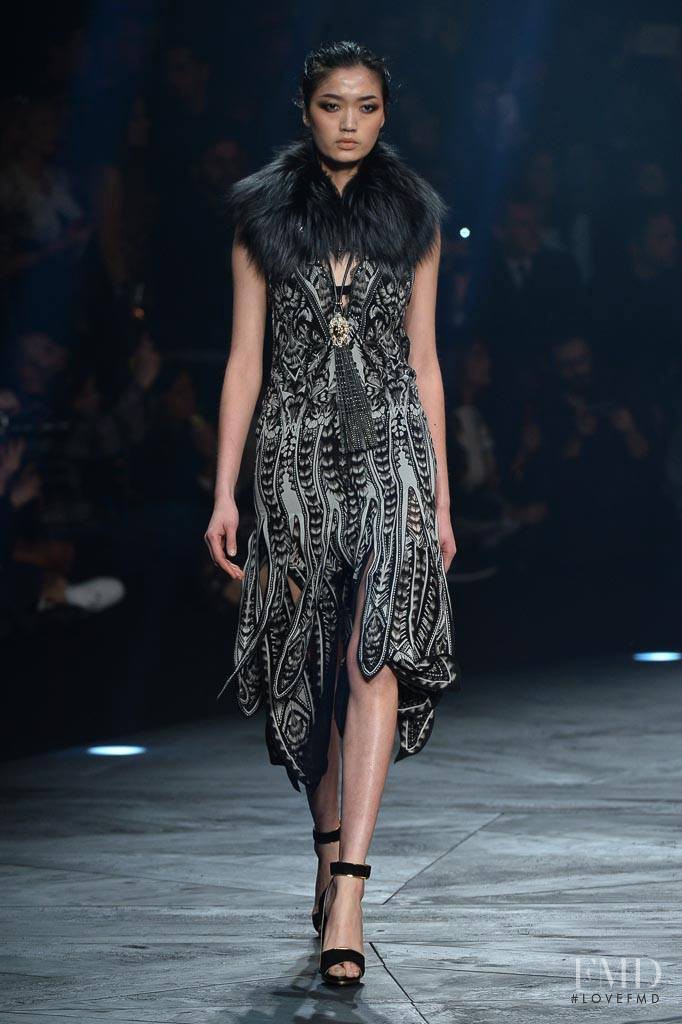 Qi Wen featured in  the Roberto Cavalli fashion show for Autumn/Winter 2014