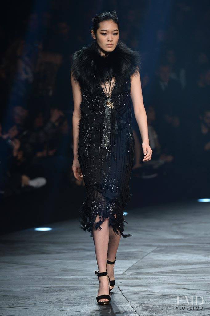 Chiharu Okunugi featured in  the Roberto Cavalli fashion show for Autumn/Winter 2014