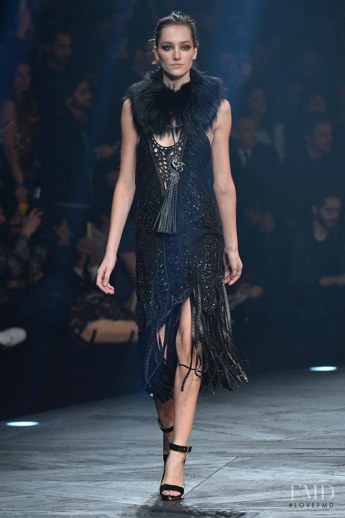 Joséphine Le Tutour featured in  the Roberto Cavalli fashion show for Autumn/Winter 2014