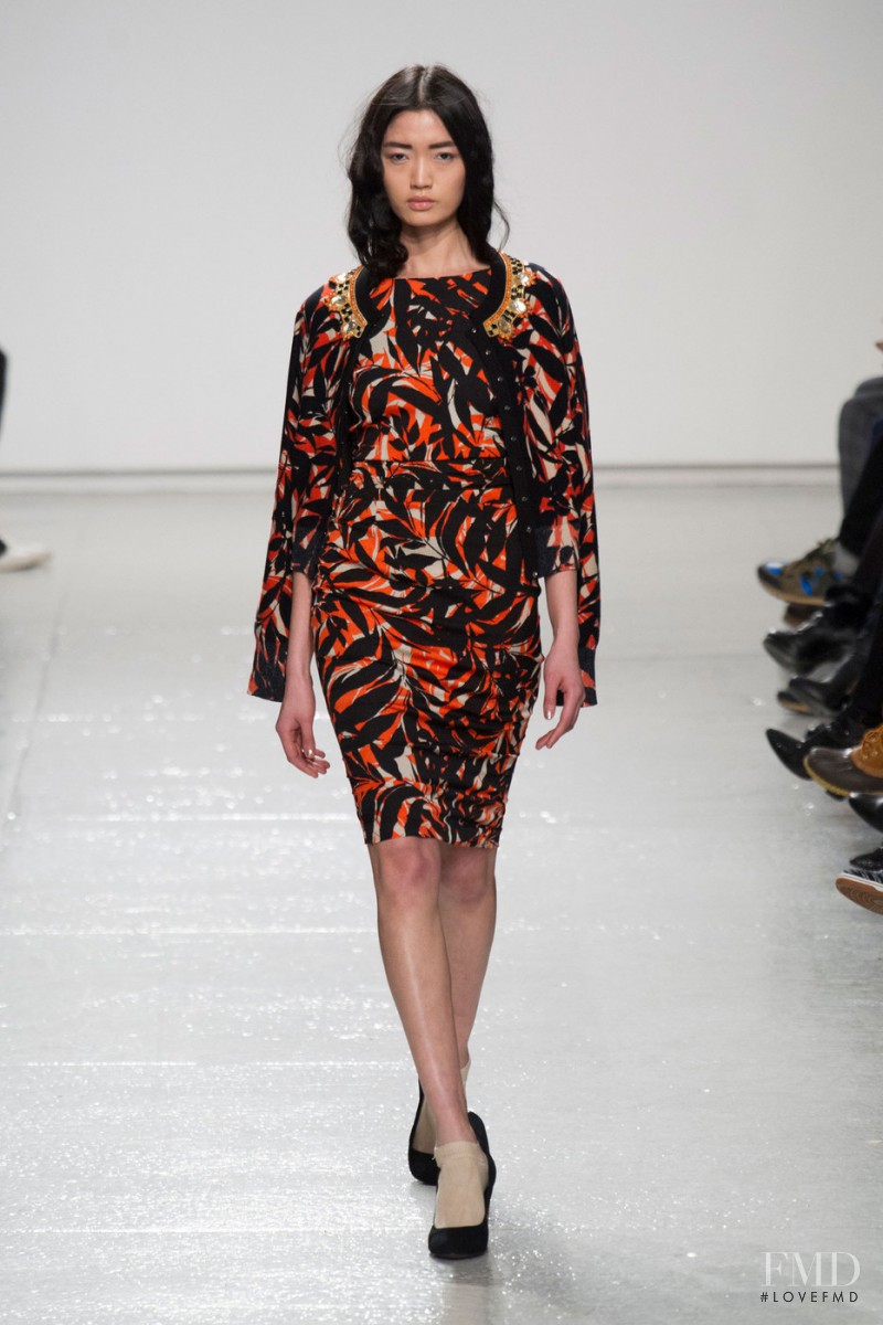 Qi Wen featured in  the Tracy Reese fashion show for Autumn/Winter 2014