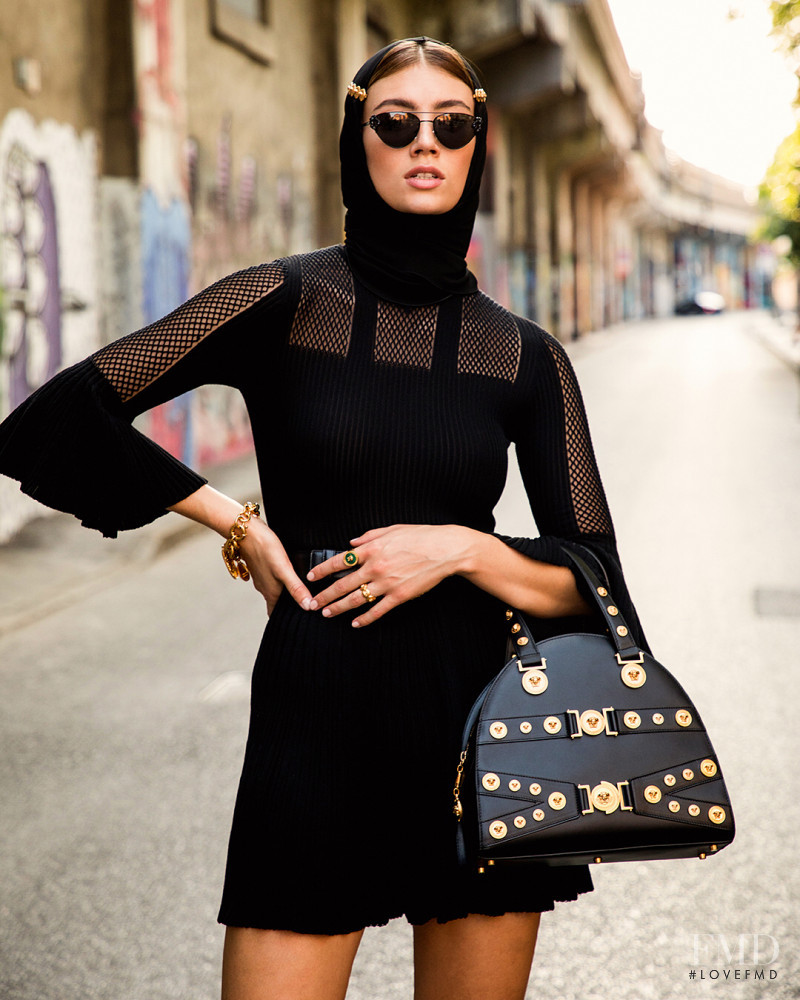 Lorena Rae featured in  the Versace advertisement for Pre-Fall 2018