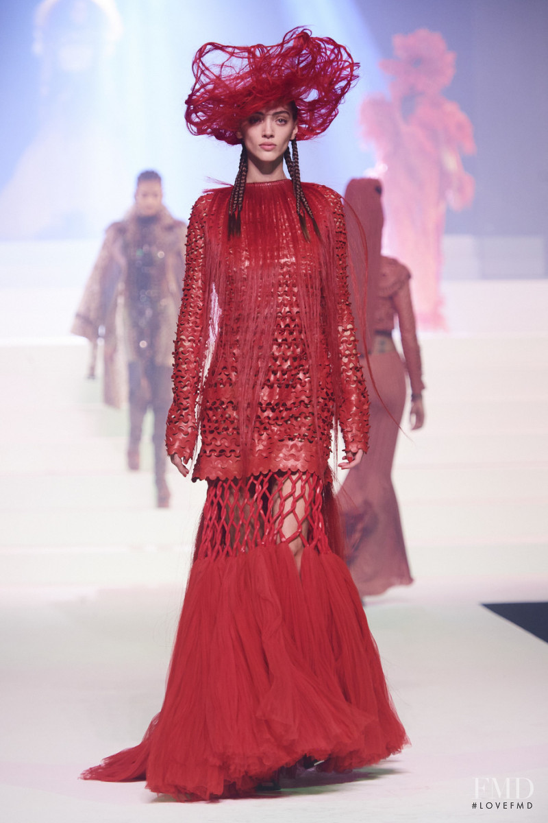 Zhenya Katava featured in  the Jean Paul Gaultier Haute Couture fashion show for Spring/Summer 2020