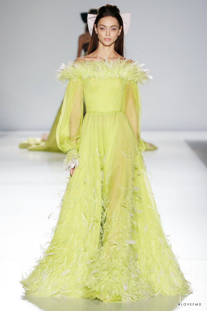 Zhenya Katava featured in  the Ralph & Russo fashion show for Spring/Summer 2020