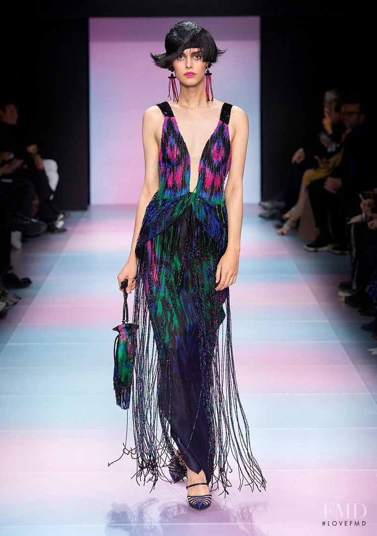 Nora Senkal featured in  the Armani Prive fashion show for Spring/Summer 2020
