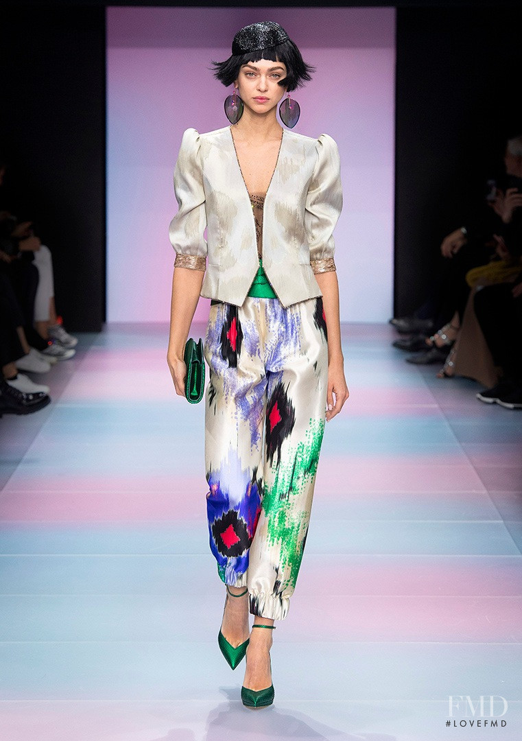 Zhenya Katava featured in  the Armani Prive fashion show for Spring/Summer 2020