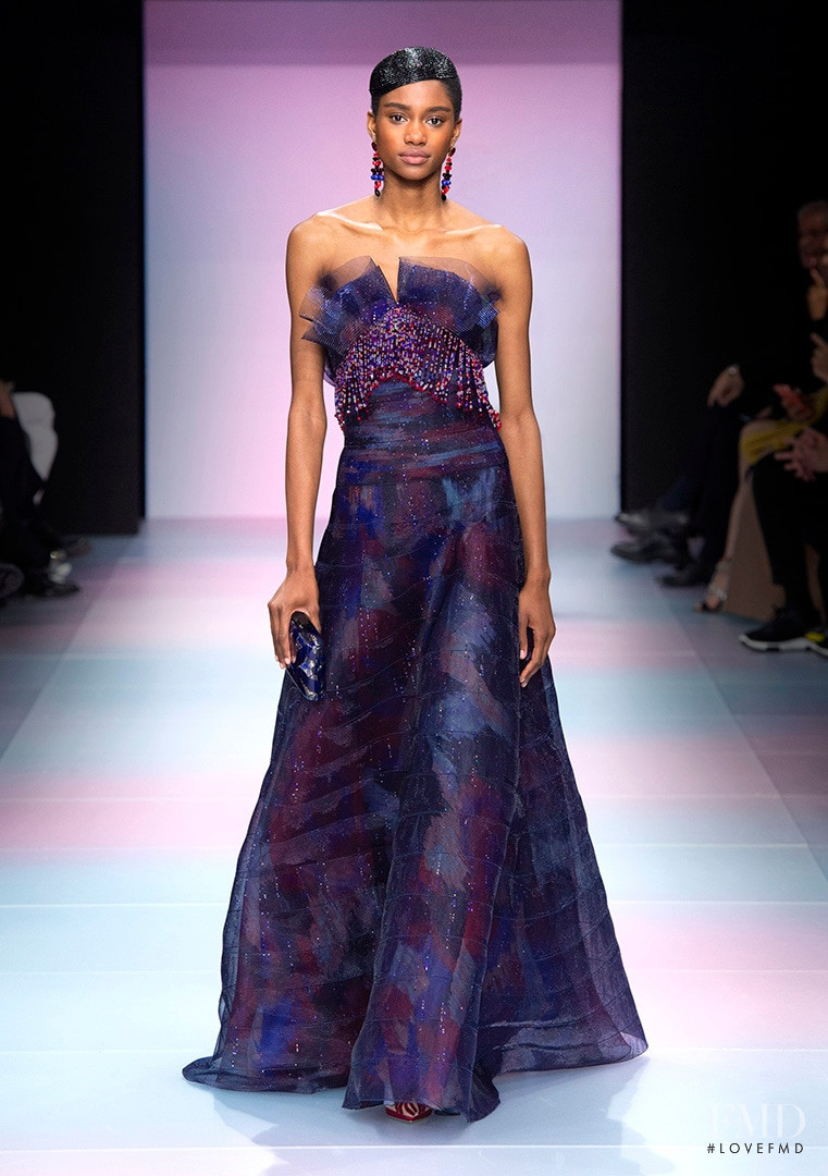 Tara Falla featured in  the Armani Prive fashion show for Spring/Summer 2020