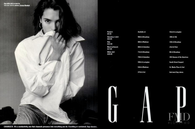 Talisa Soto featured in  the Gap advertisement for Spring/Summer 1989