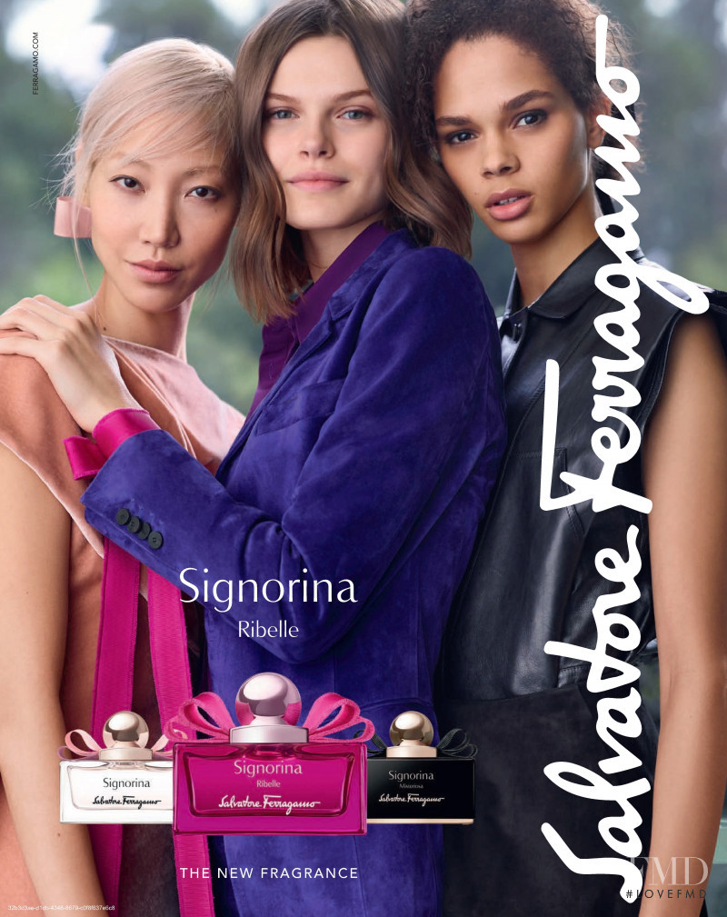 Cara Taylor featured in  the Salvatore Ferragamo Signorina Ribelle Fragrance advertisement for Autumn/Winter 2019