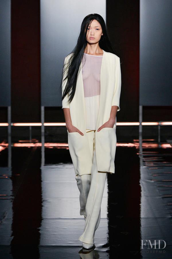 Qi Wen featured in  the Sally LaPointe fashion show for Spring/Summer 2014